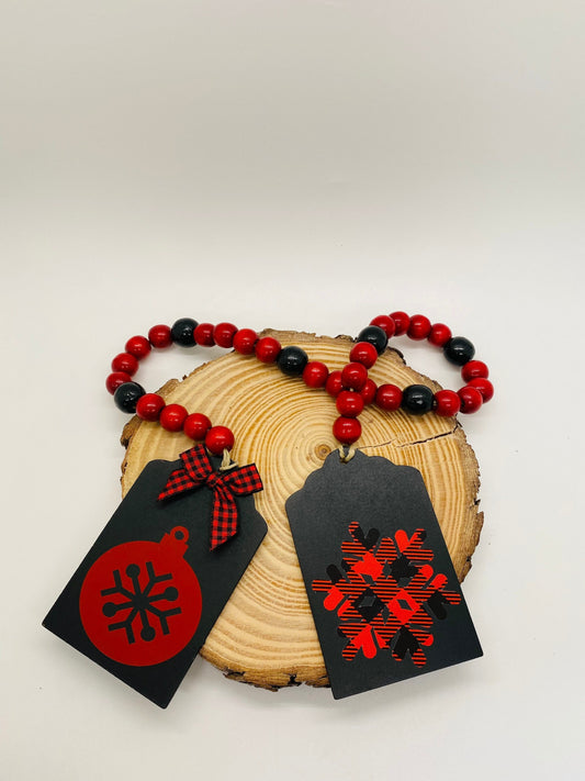 Christmas Garland, Tiered Tray, Farmhouse Tiered Tray Christmas Garland, Buffalo Plaid Christmas Tiered Tray Garland, Red and Black Buffalo Plaid