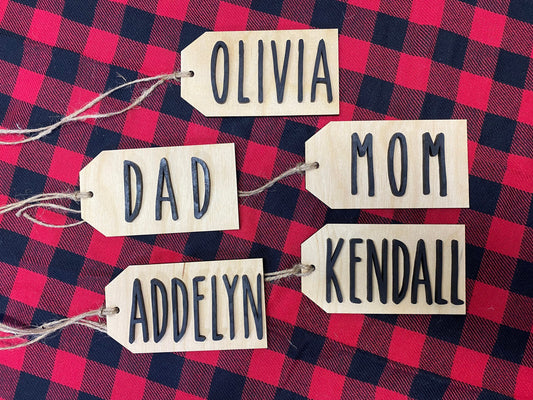 Personalized Wood Stocking Name Tags, Christmas Stocking Tags