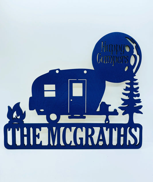Happy Camper Personalized Wood Door Hanger