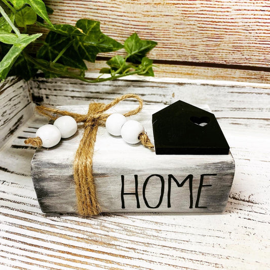 Rustic Home Tiered Tray Wood Book Stack, Home Tiered Tray Book, Mini Wood Home Book Stack, Black and White Book Stack, Distressed Book