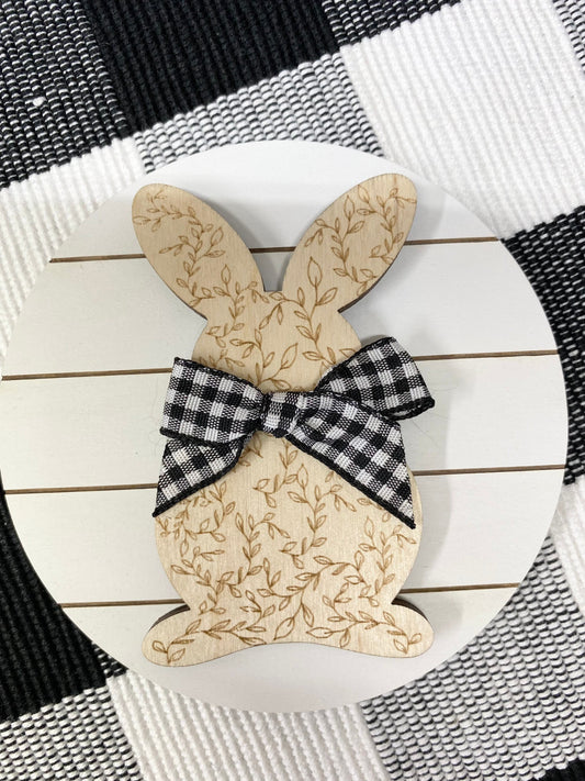 Easter Bunny Farmhouse Tiered Tray Decor, Shiplap Inspired Easter Sign, Buffalo Plaid Tiered Tray Bunny, Neutral Easter Bunny