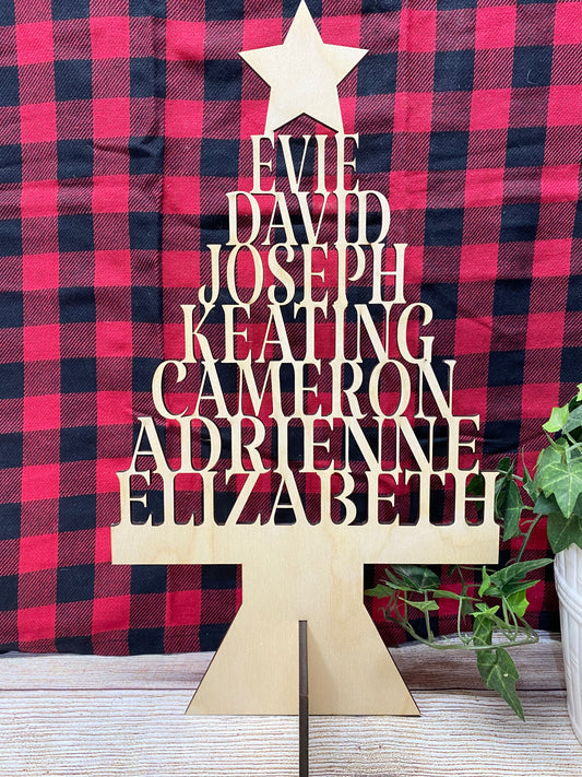 Wooden Family Christmas Tree