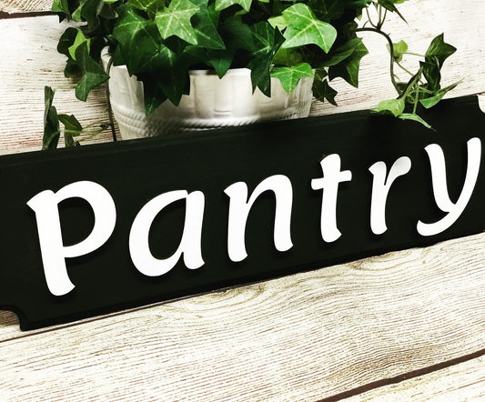 CLOSEOUT - Wood Kitchen Pantry Sign, Laser Cut Pantry Sign, Wood Farmhouse Kitchen Pantry Sign, Black and White Wood Pantry Sign