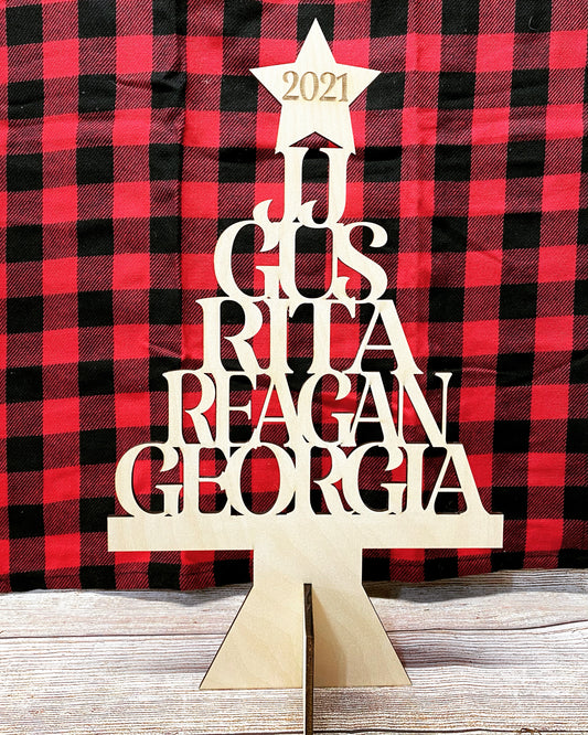 Wooden Family Christmas Tree