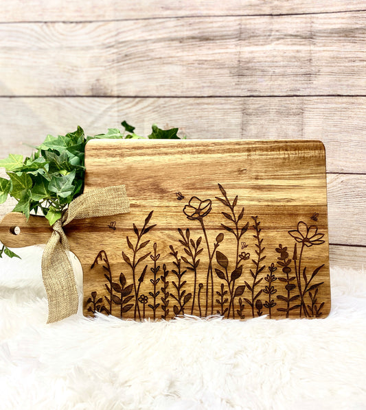 Wildflower and Bees Cutting Board