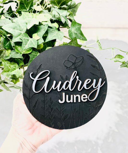 Personalized Wildflower Baby Name Announcement Sign