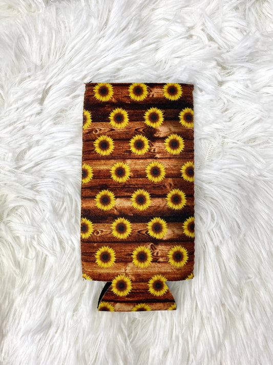 Blank Sunflower Slim Can Cooler