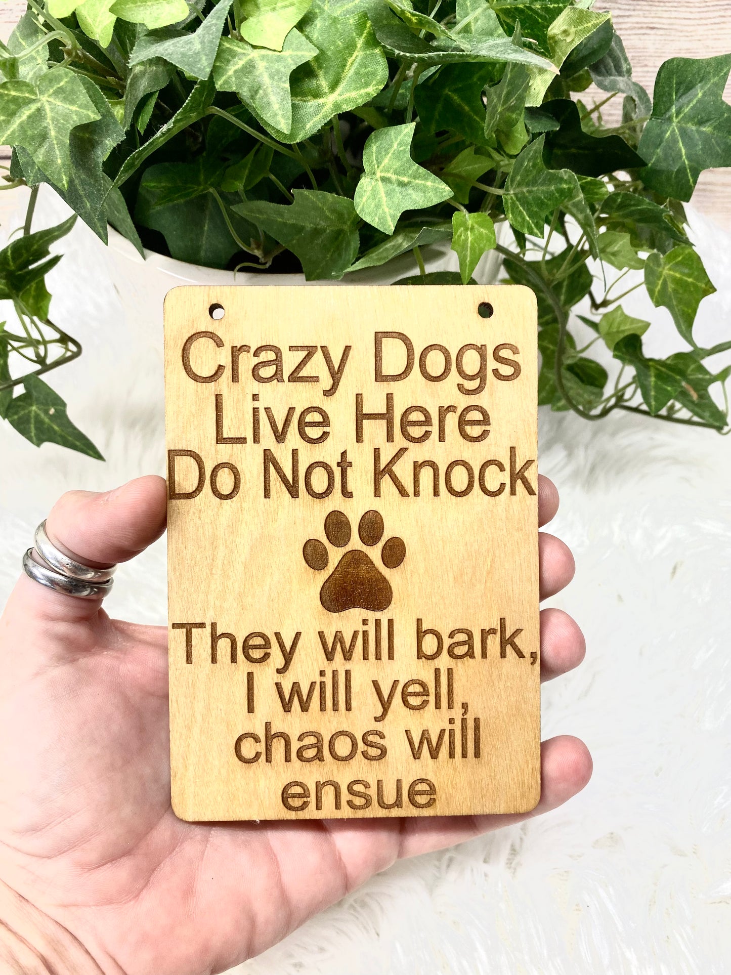 Dog Doorbell Sign, Do Not Knock Sign, Crazy Dogs Live Here