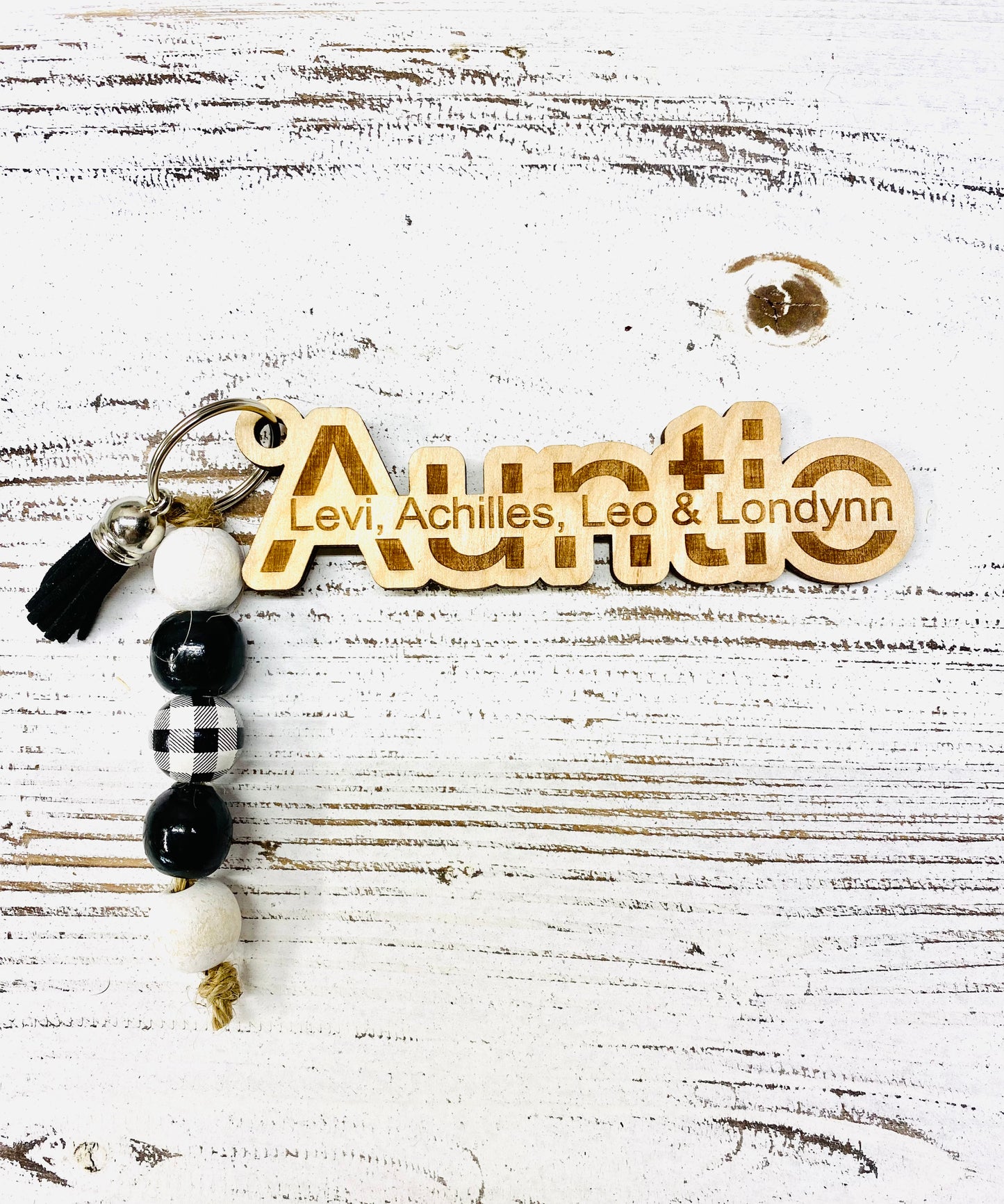 Auntie Personalized Keychain with Kids Names, Mother's Day Gift to Aunt