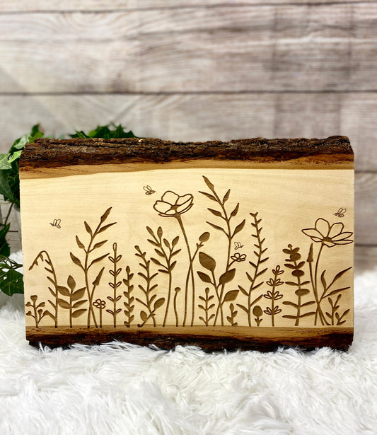 Wildflower and Bee Rustic Wood Decor