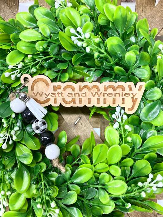 Grammy Personalized Keychain with Kids Names, Wood Engraved Grammy Keychain, Mother's Day Gift from Grandkids, Grandma Gift