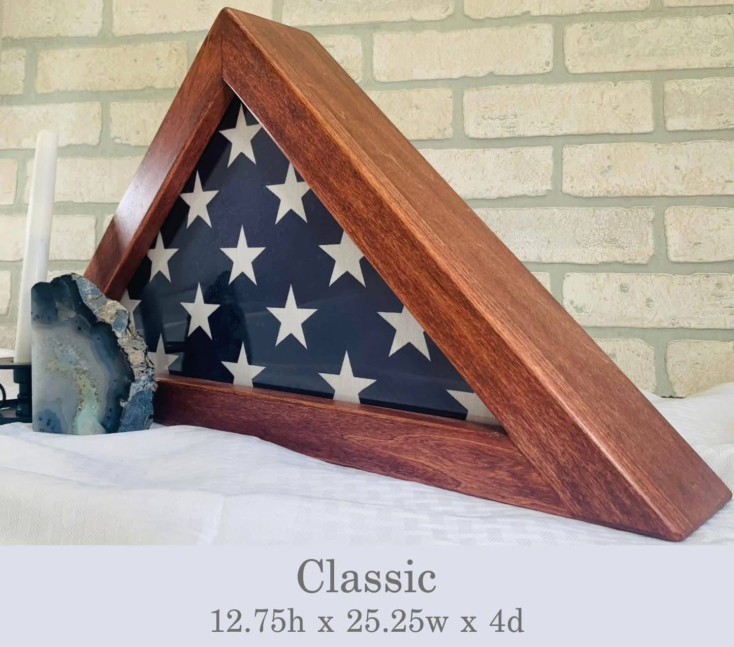USA Folded Flag Memorial Case – Handmade Solid Wood Display Case