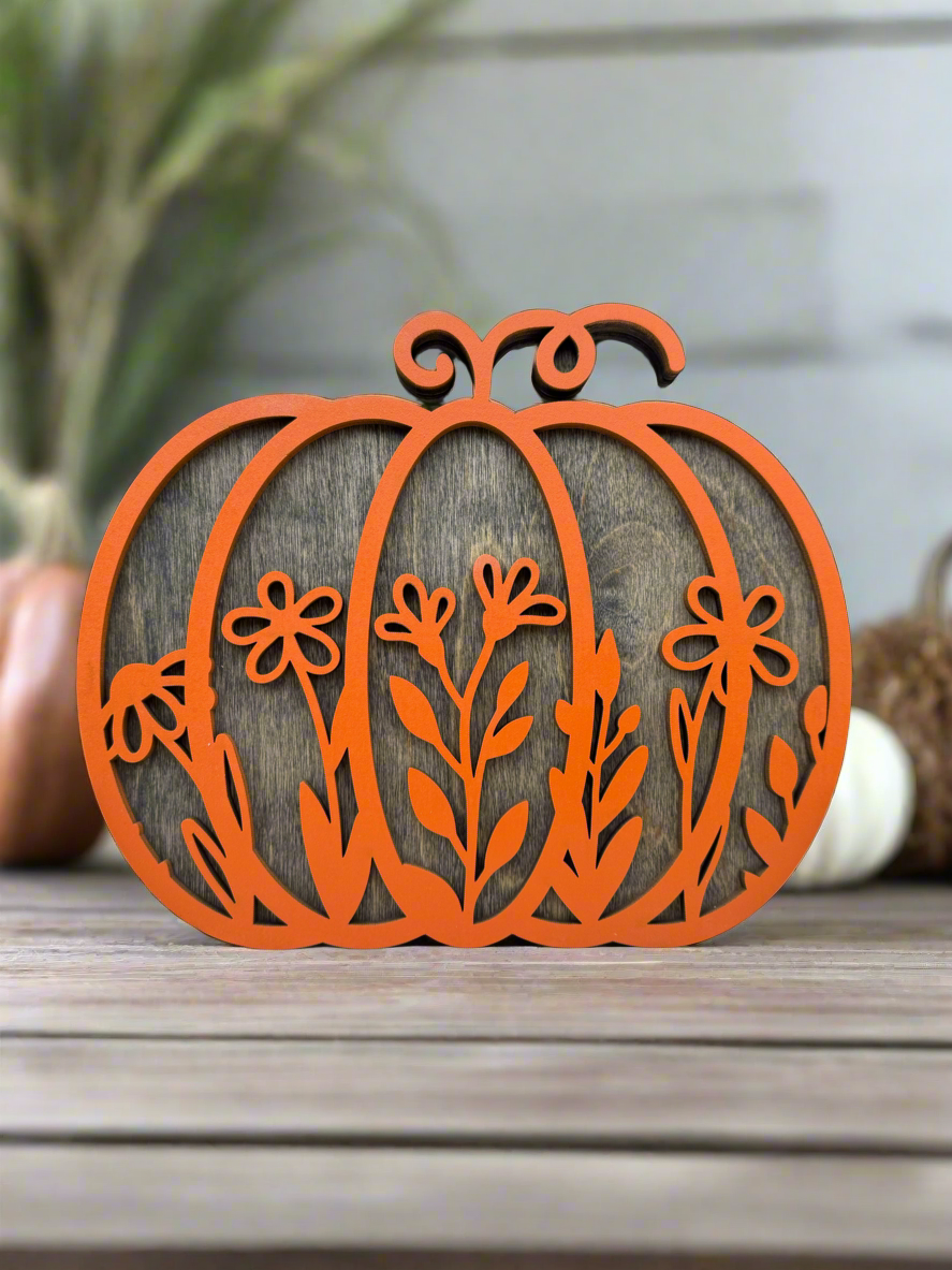 Pumpkin Shelf Decor - Wood