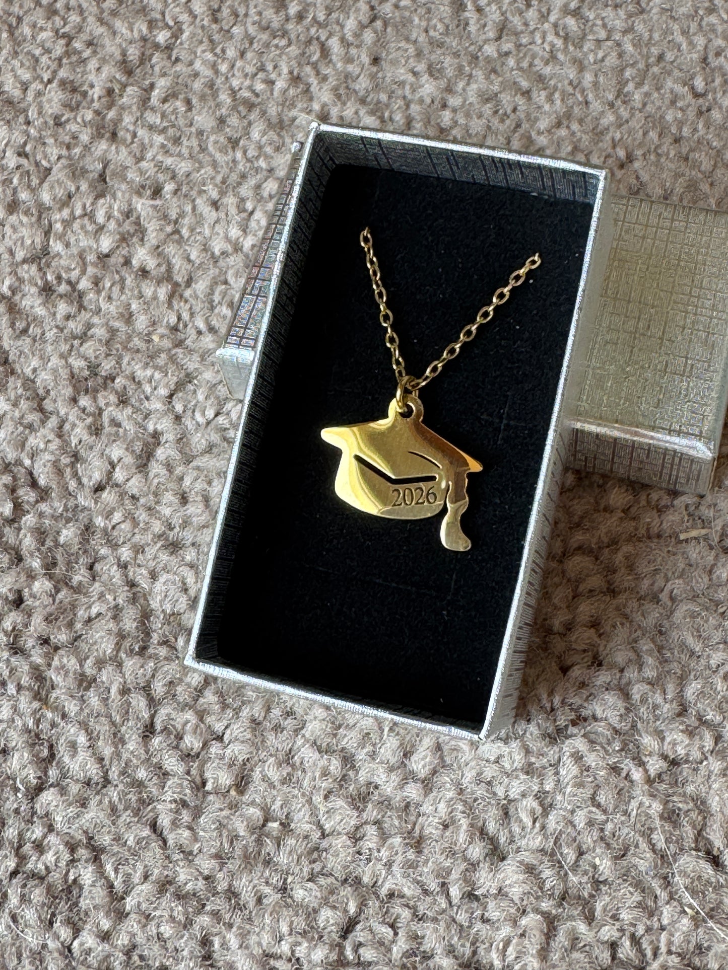 Engraved Graduation Cap Necklace – Stainless Steel Keepsake