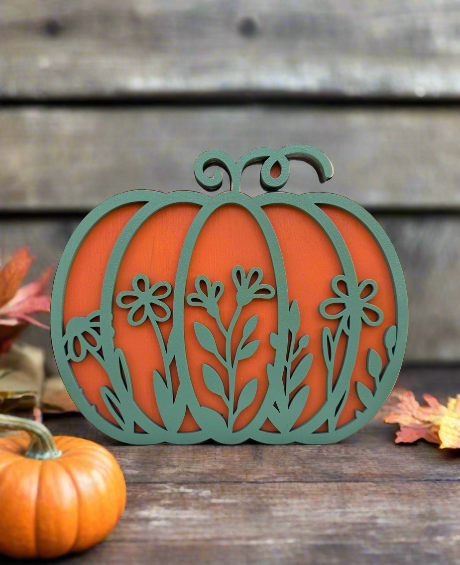 Pumpkin Shelf Decor - Wood