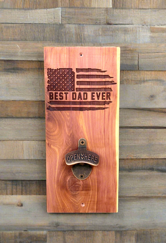 Best Dad Ever Cedar Bottle Opener