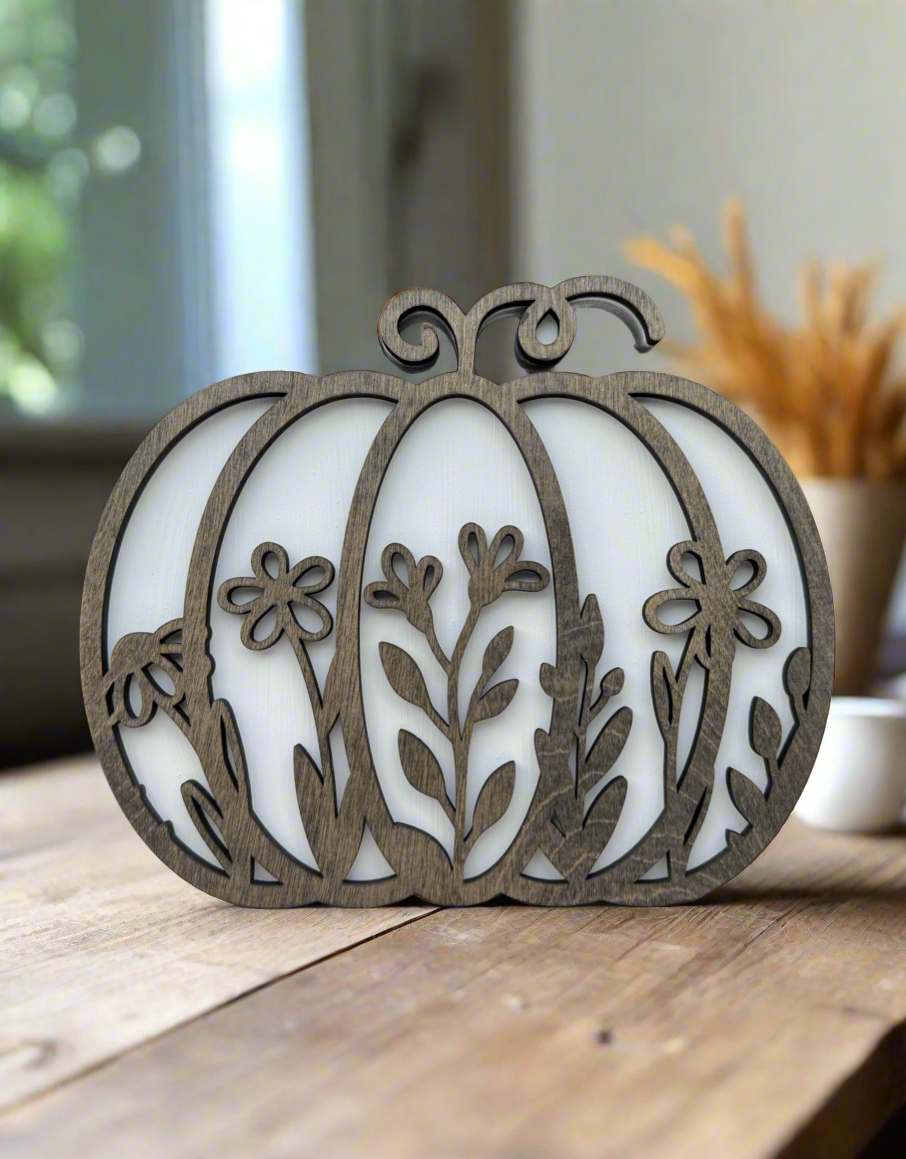 Pumpkin Shelf Decor - Wood