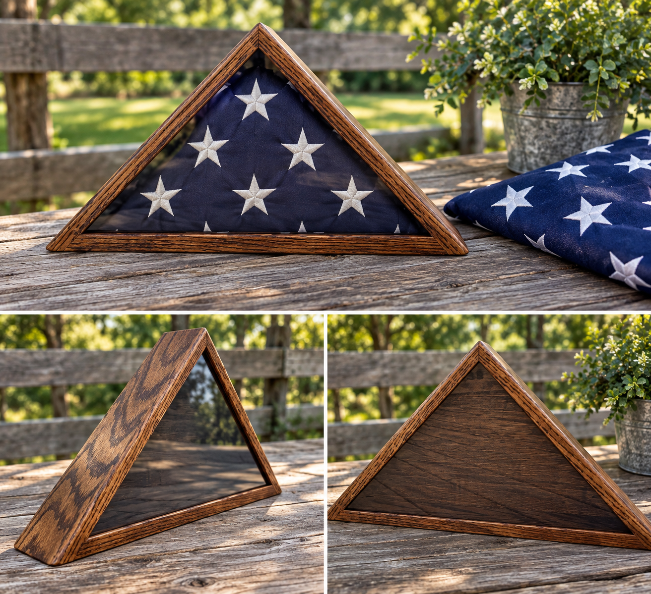 USA Folded Flag Memorial Case – Handmade Solid Wood Display Case