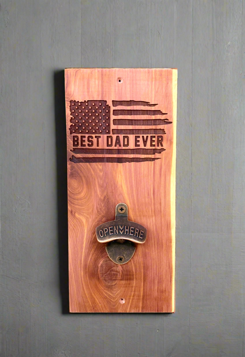 Best Dad Ever Cedar Bottle Opener