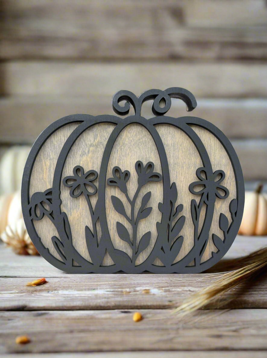 Pumpkin Shelf Decor - Wood