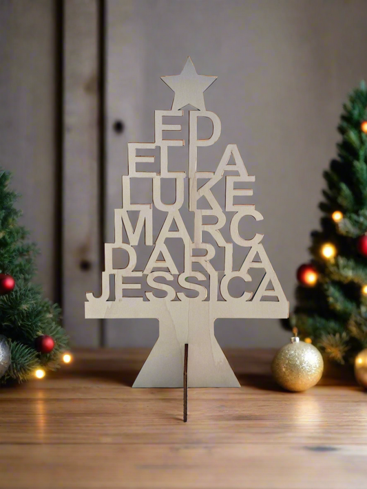 Wooden Family Christmas Tree