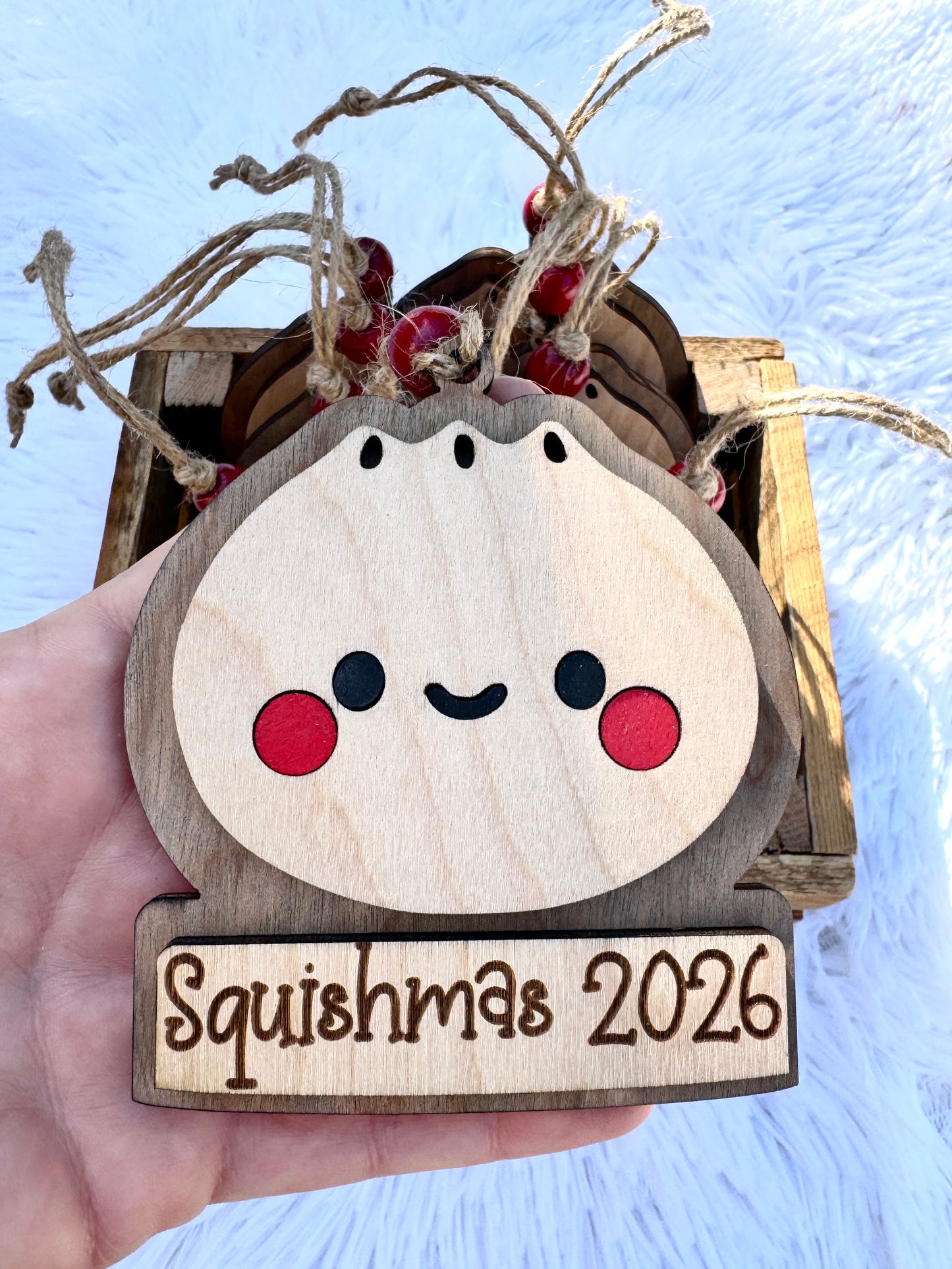 Squishmas 2026 Layered Wooden Christmas Ornament