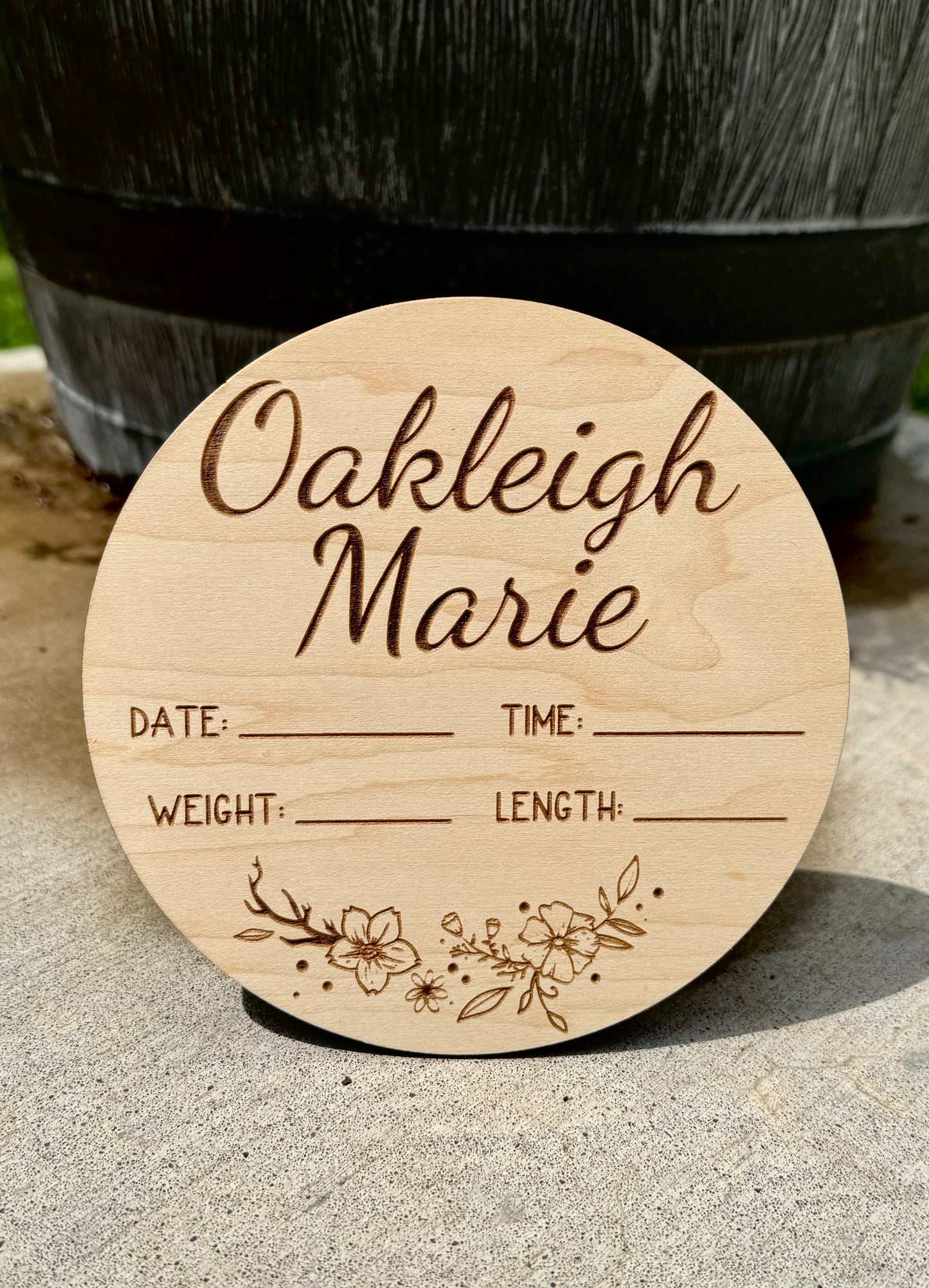 Personalized Wood Engraved Baby Announcement, New Arrival Baby Announcement, Baby Milestone, Hello World Baby Stats