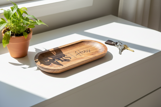 His | Hers wood acacia tray 

