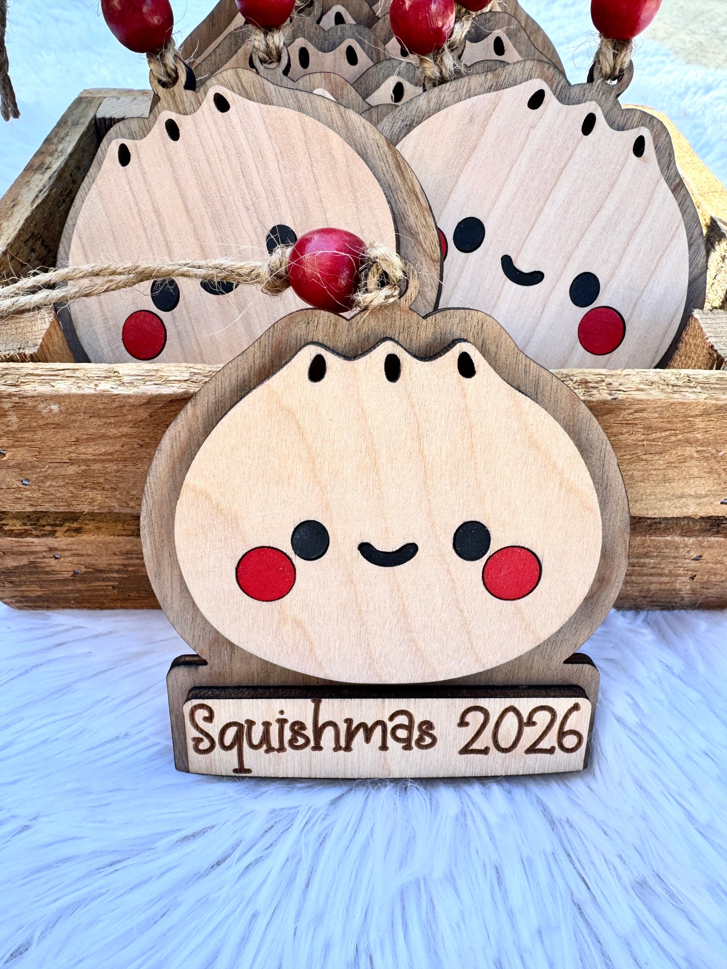 Squishmas 2026 Layered Wooden Christmas Ornament