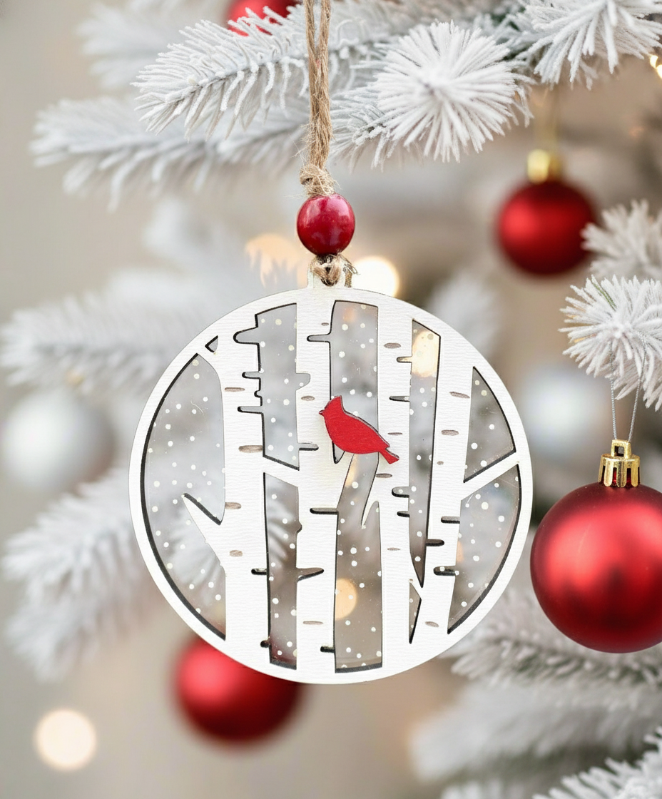Red Cardinal Snowy Woods Forest Ornament
