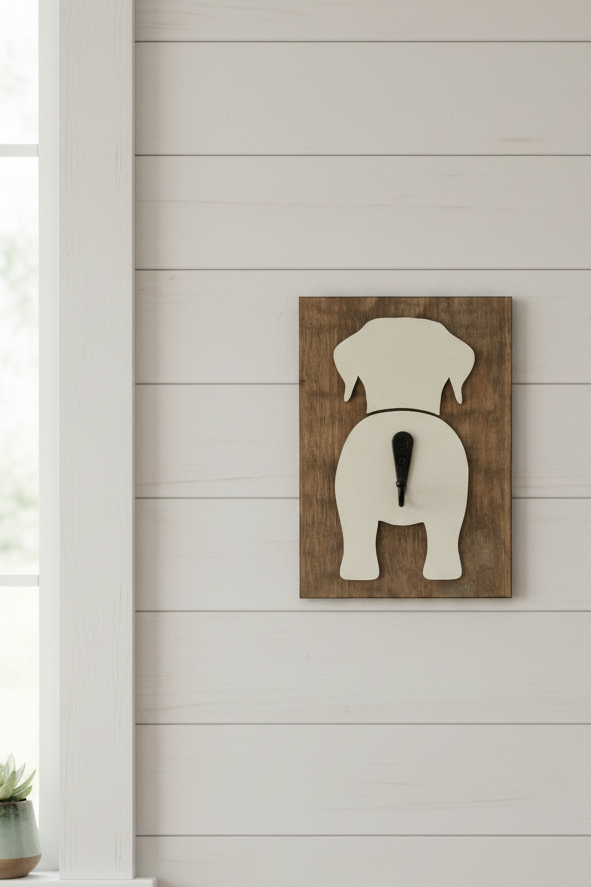 Dog Leash Holder – Birch Wood Dog Tail Hook Wall Decor