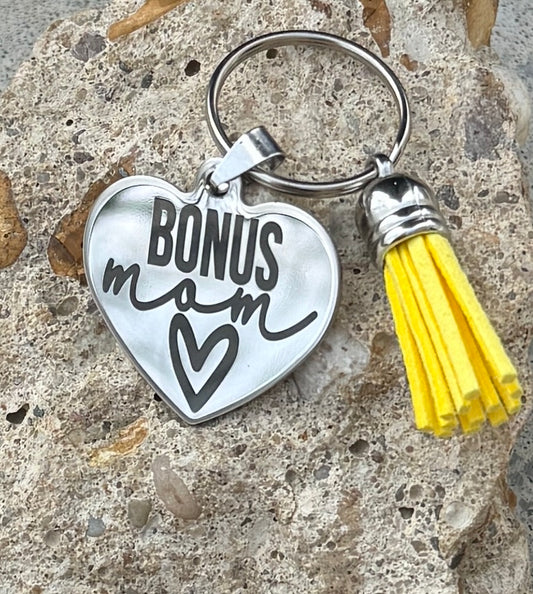 Bonus Mom Keychain - Stainless Steel