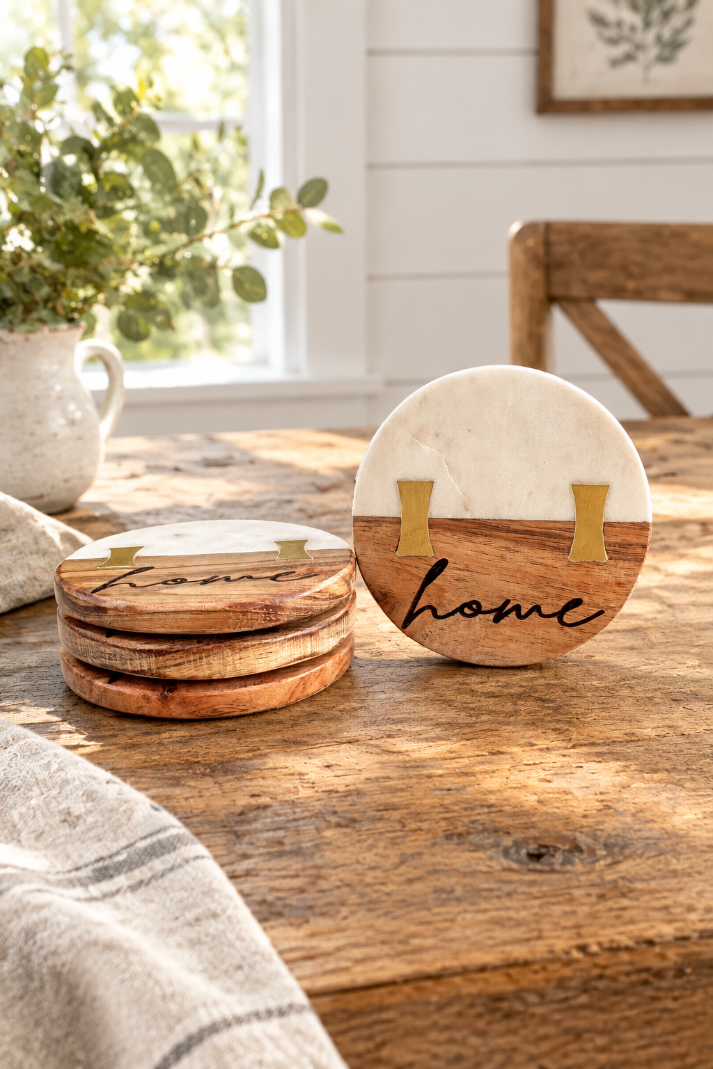 Marble and Acacia Coasters