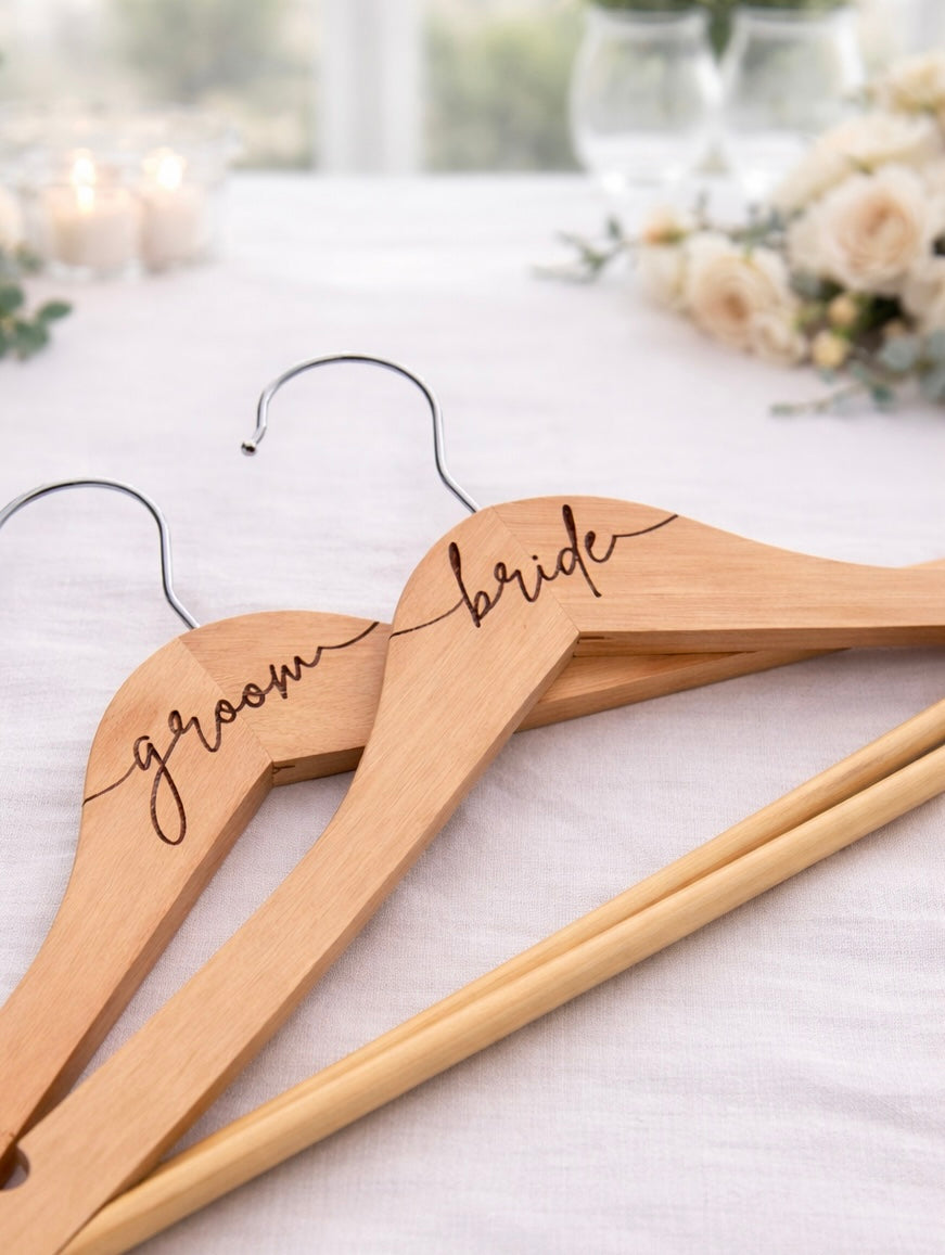 Personalized Wood Bridal Party Hangers – Custom Name Wedding Hangers for Bride, Groom & Bridal Party