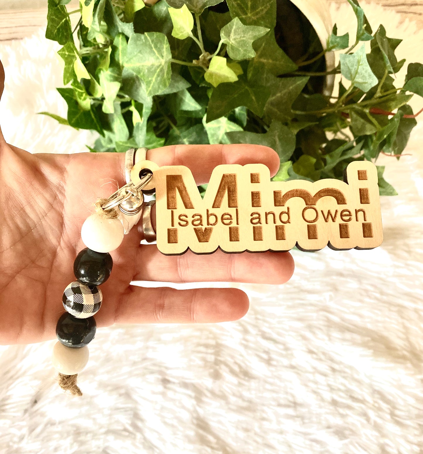 Mimi Personalized Keychain with Kids Names, Wood Engraved Mimi Keychain, Mother's Day Gift from Grandkids, Grandma Gift