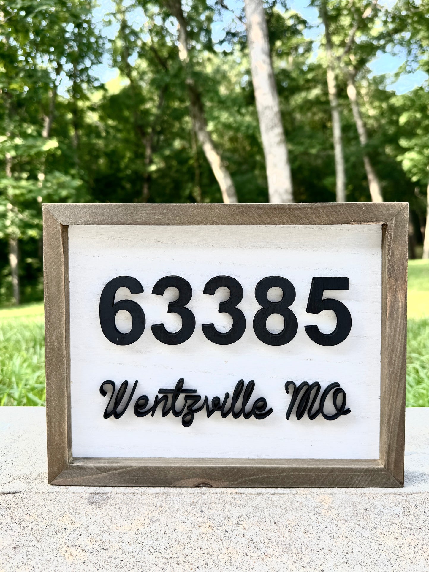 Wentzville, Missouri 63385 Wood Wall Decor | 8” x 10” Rustic Zip Code Sign | Handmade Home Décor