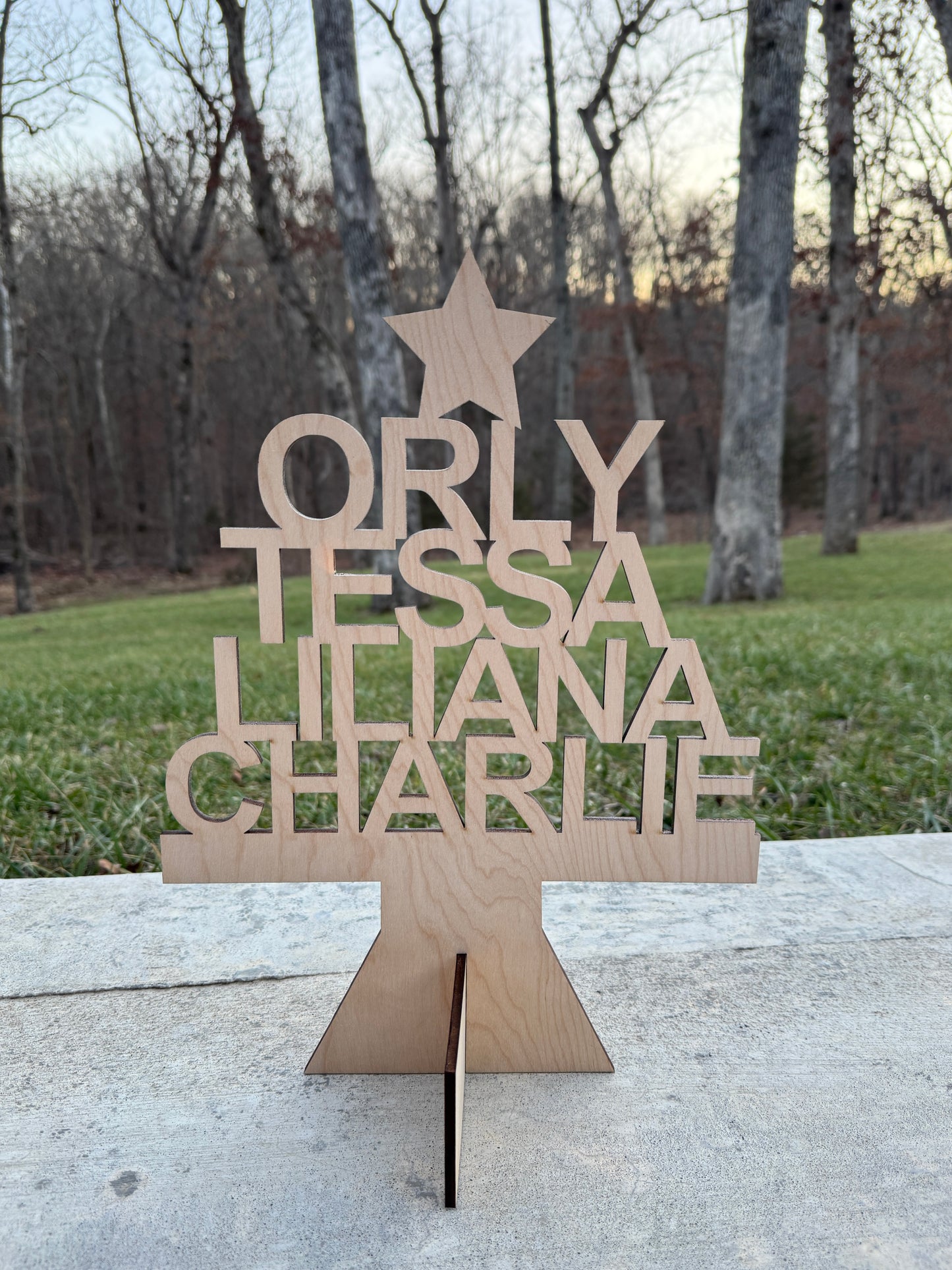 Wooden Family Christmas Tree