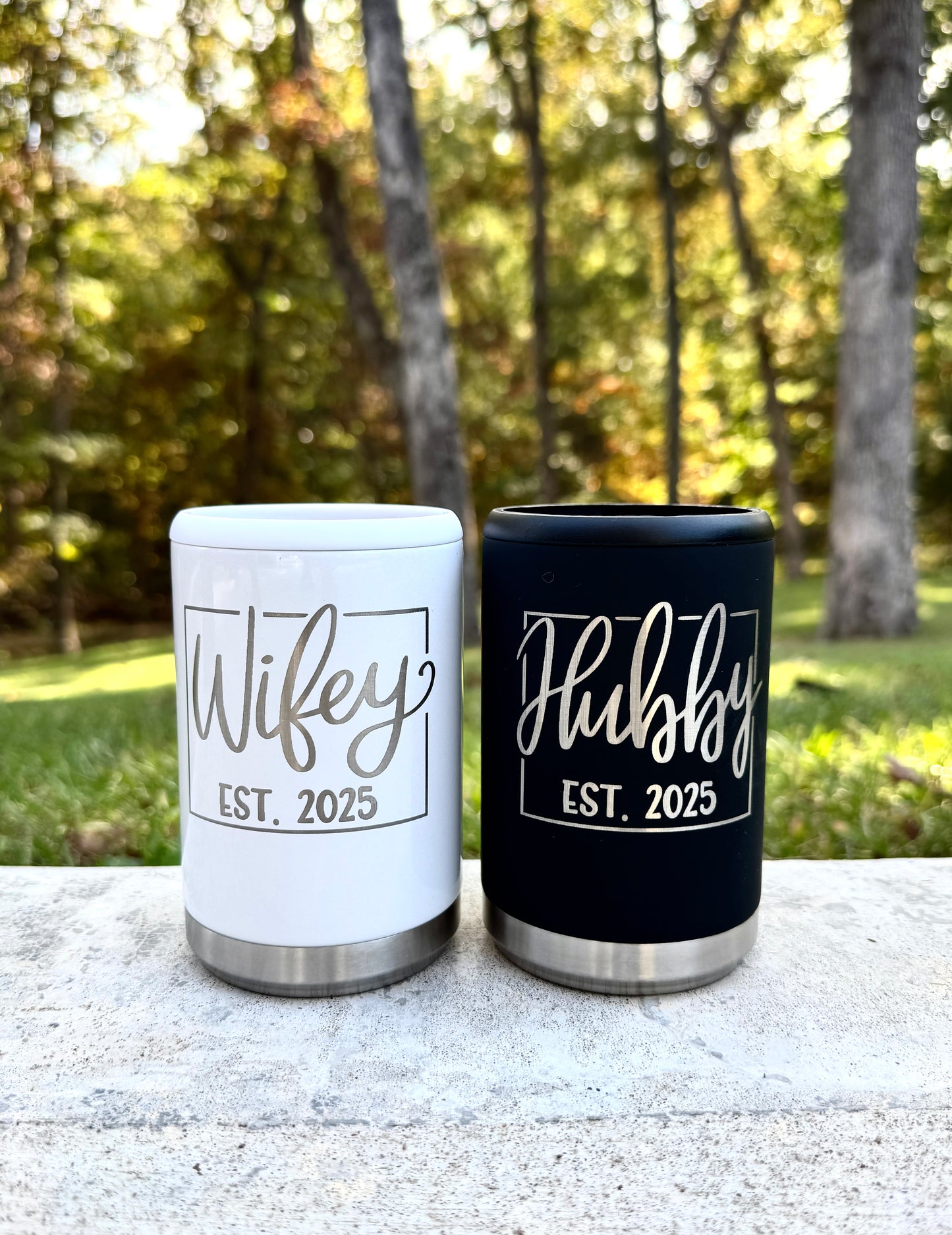 Wifey and Hubby Can Cooler with Est. Date
