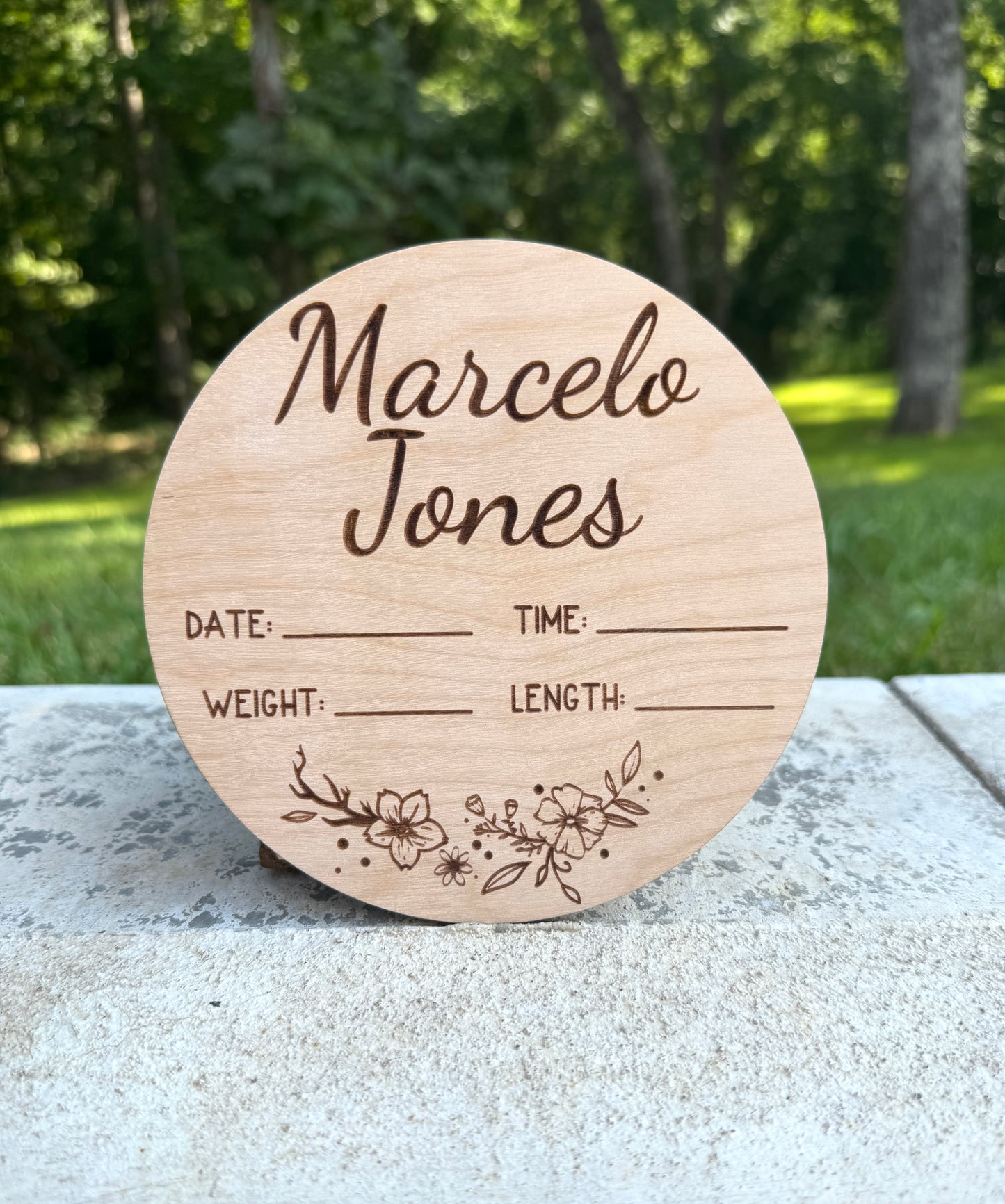 Personalized Wood Engraved Baby Announcement, New Arrival Baby Announcement, Baby Milestone, Hello World Baby Stats