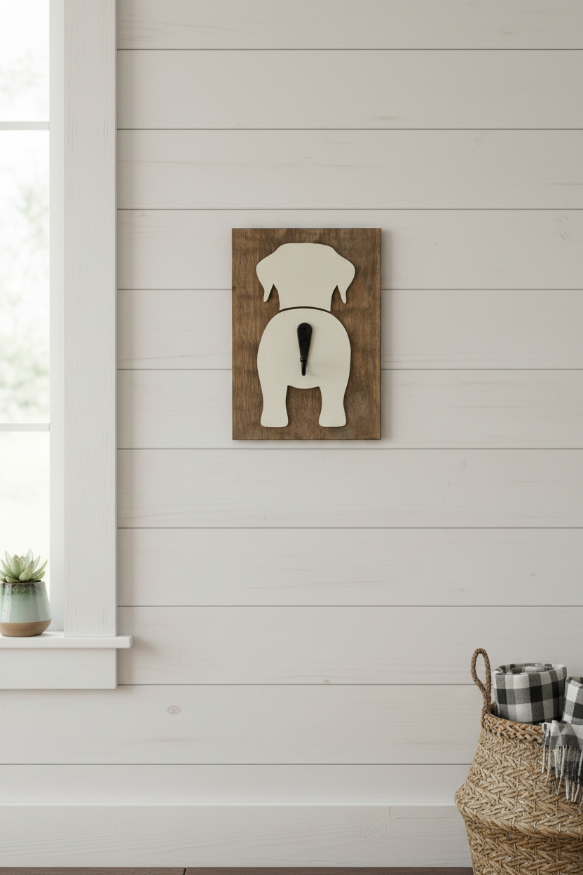 Dog Leash Holder – Birch Wood Dog Tail Hook Wall Decor