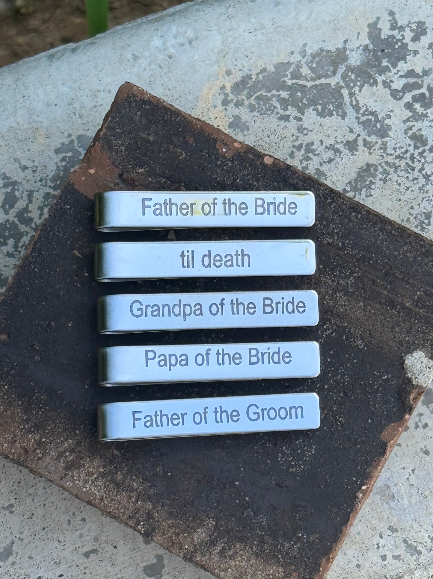 Engraved Stainless Steel Tie Clip – Father of the Bride, Groom, Grandpa & More