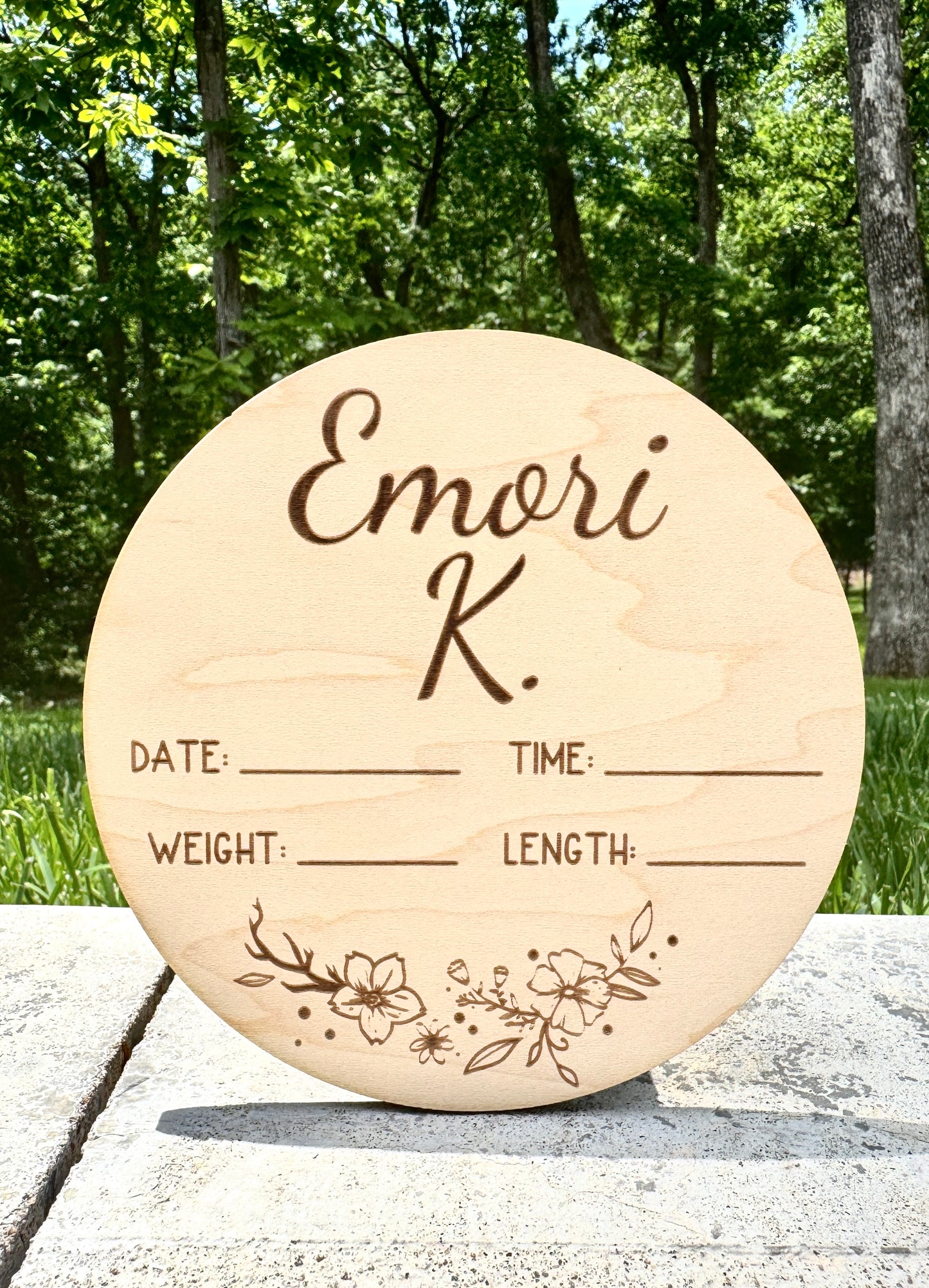 Personalized Wood Engraved Baby Announcement, New Arrival Baby Announcement, Baby Milestone, Hello World Baby Stats