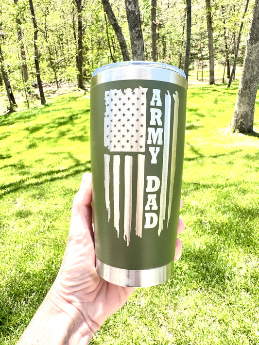 Army Dad Flag Tumbler - Laser Engraved