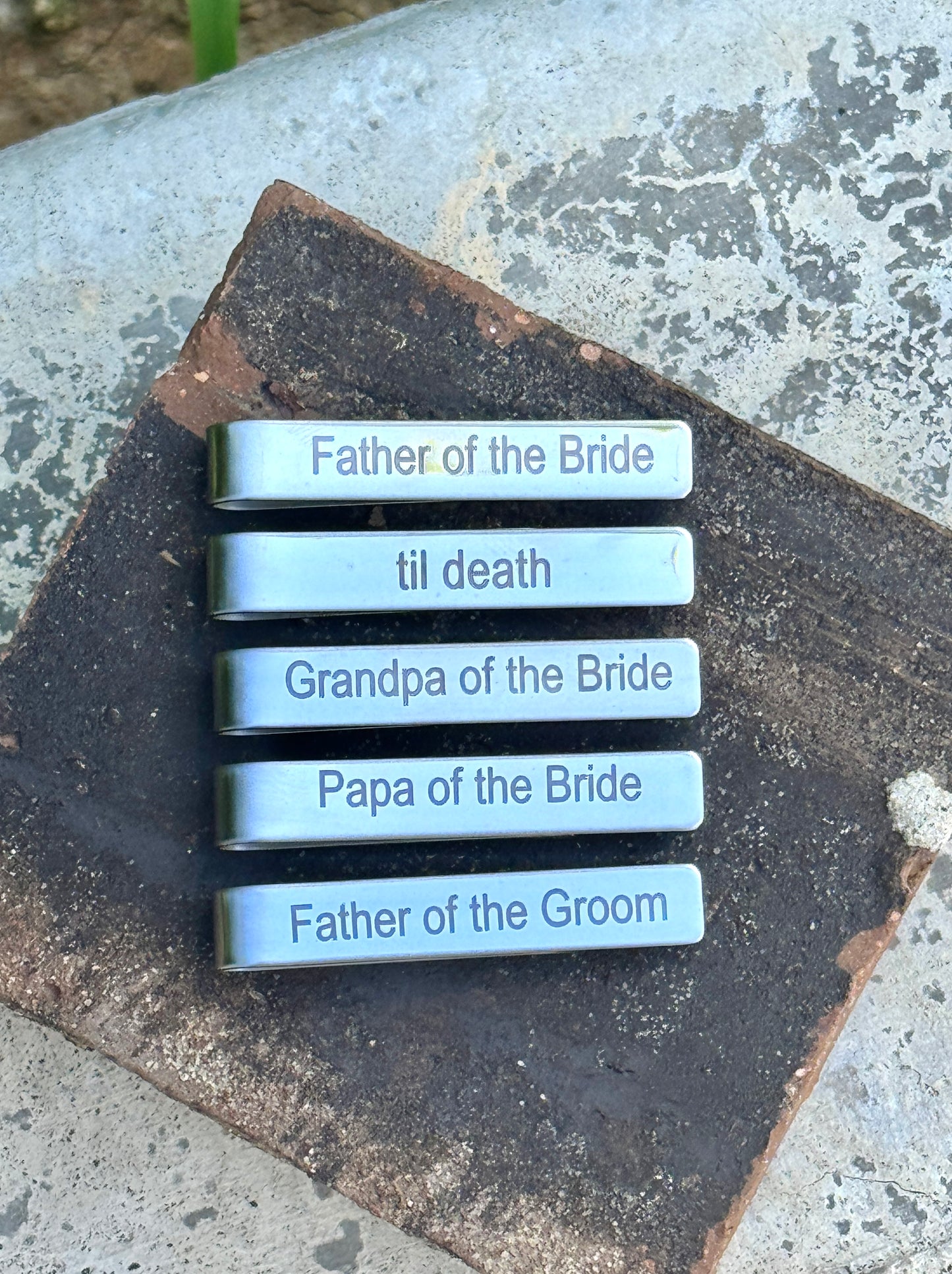 Engraved Stainless Steel Tie Clip – Father of the Bride, Groom, Grandpa & More