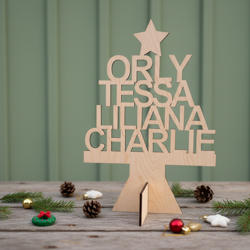 Wooden Family Christmas Tree
