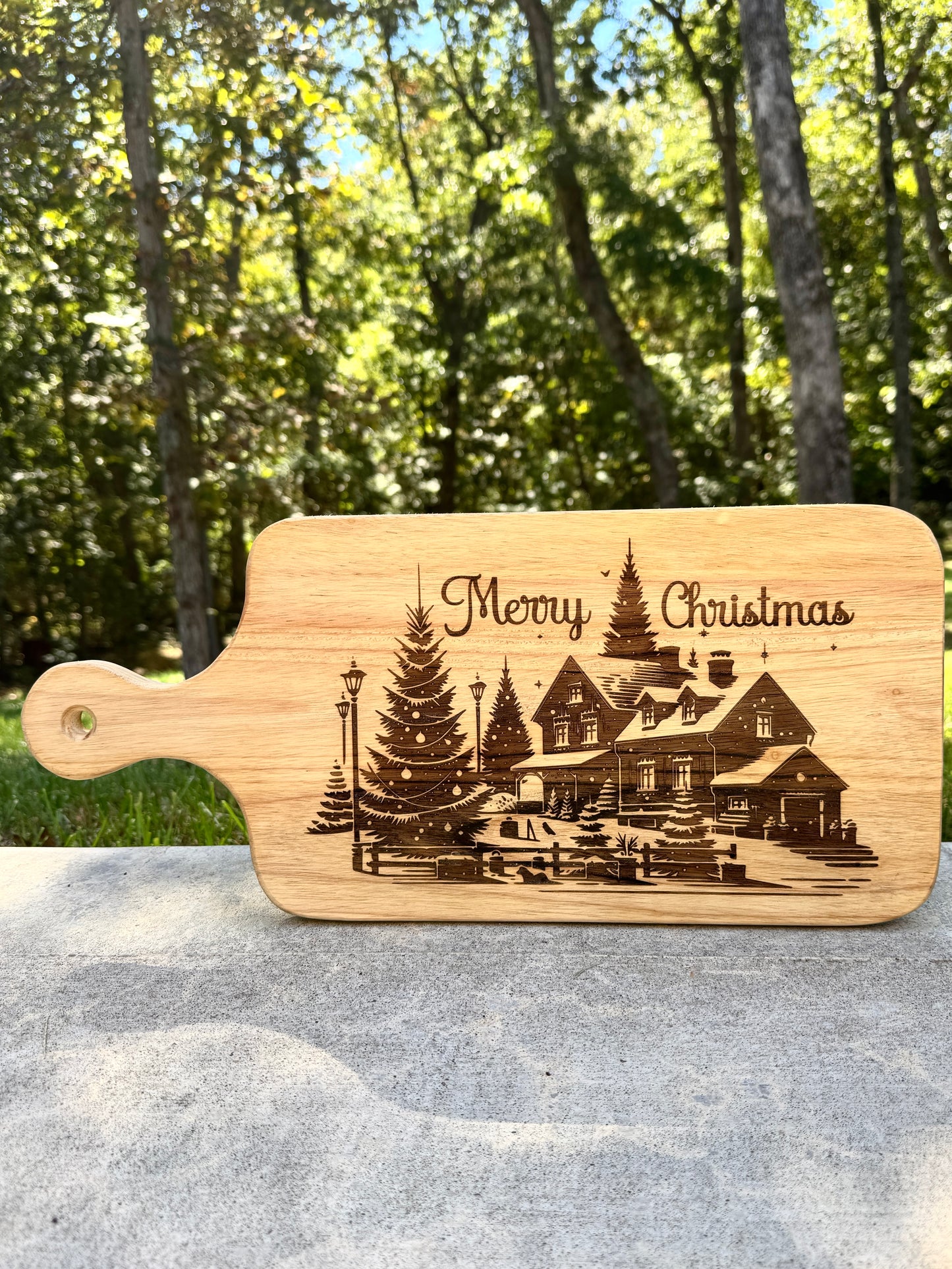 Merry Christmas Engraved Wooden Cutting Board
