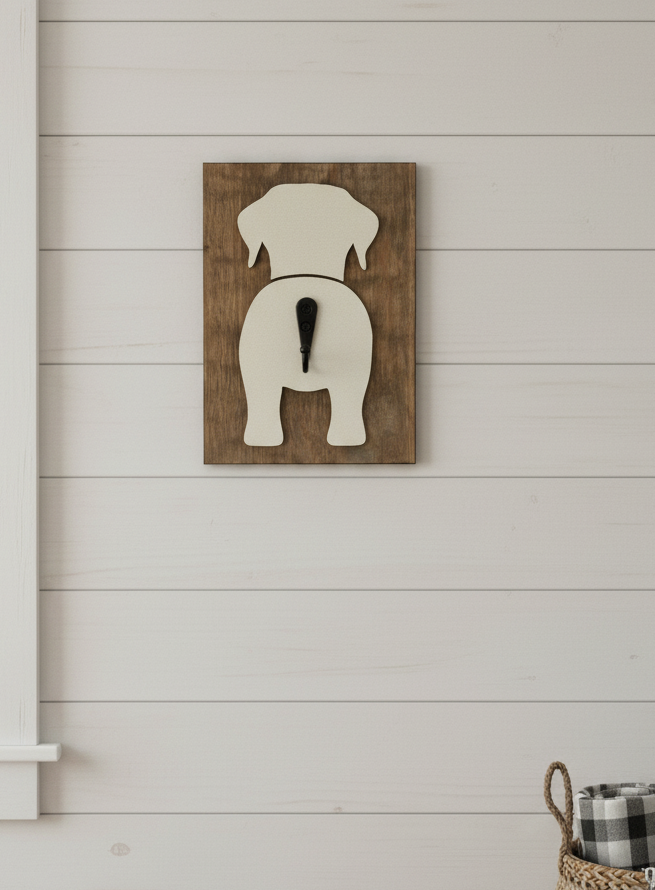 Dog Leash Holder – Birch Wood Dog Tail Hook Wall Decor