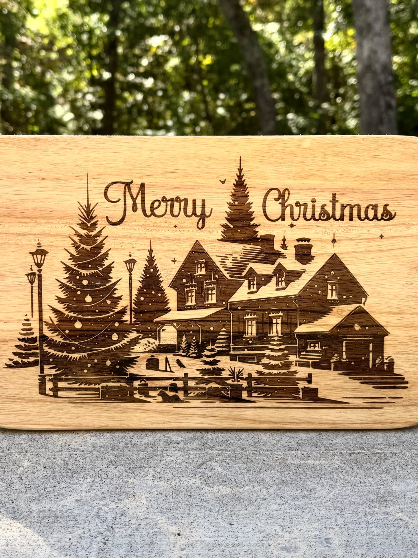 Merry Christmas Engraved Wooden Cutting Board