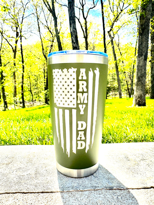 Army Dad Flag Tumbler - Laser Engraved