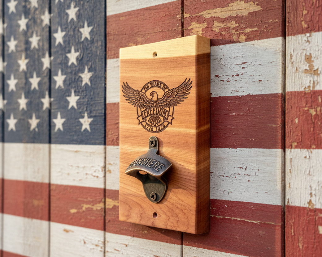 Freedom USA 250 Years Cedar Bottle Opener